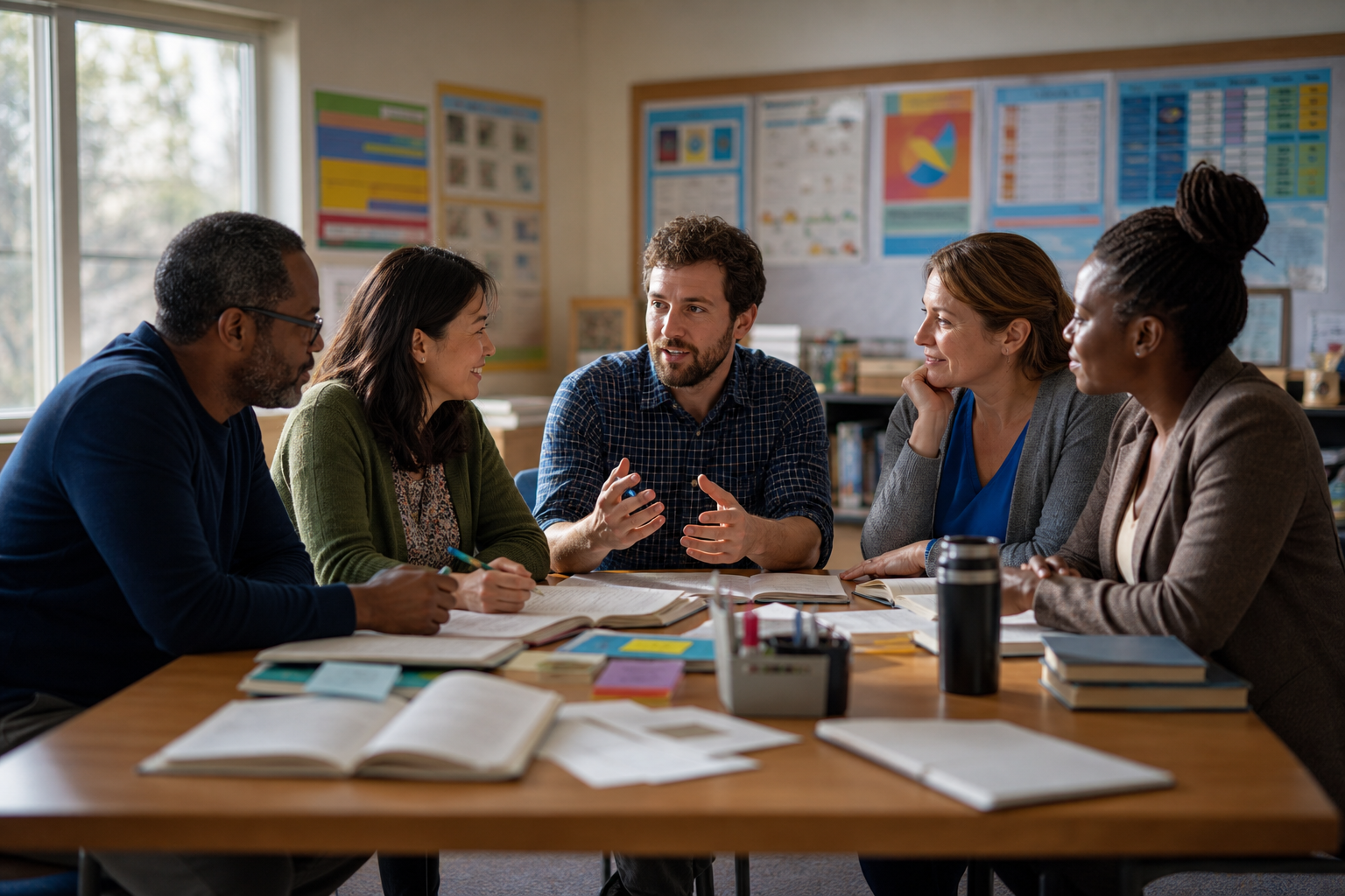 Teachers Meeting at a Table